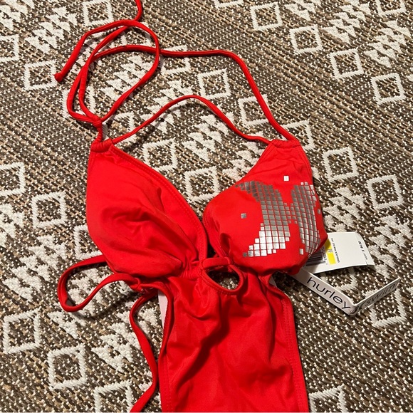 NWT Hurley Swim M Monokini Gridlock REM Red - Picture 2 of 8